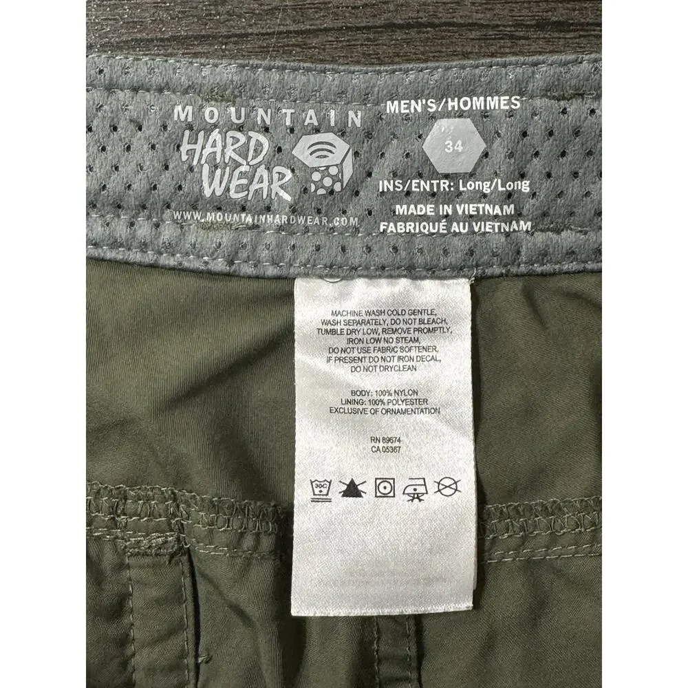 Mountain Hardwear Men's 34 Olive Green Nylong Integrated Belt Short Gorpcore